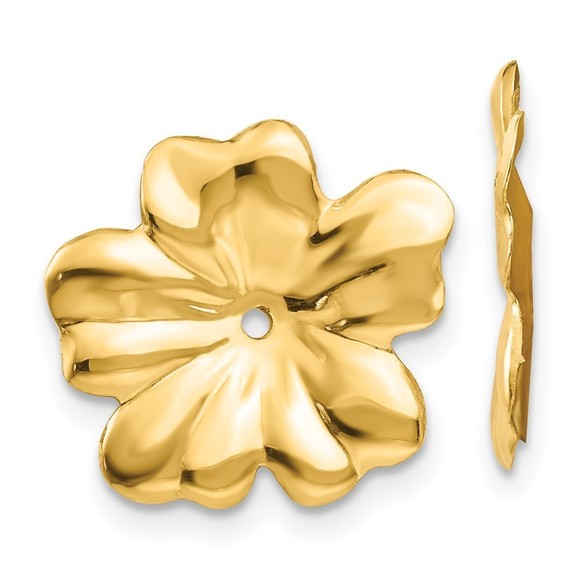14k Polished Floral Earring Jackets - Picture 1 of 4